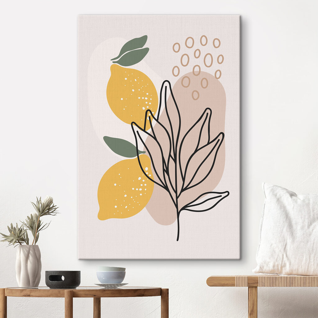 A lemons and leaves drawn on a white background A lemons and leaves drawn on a white background