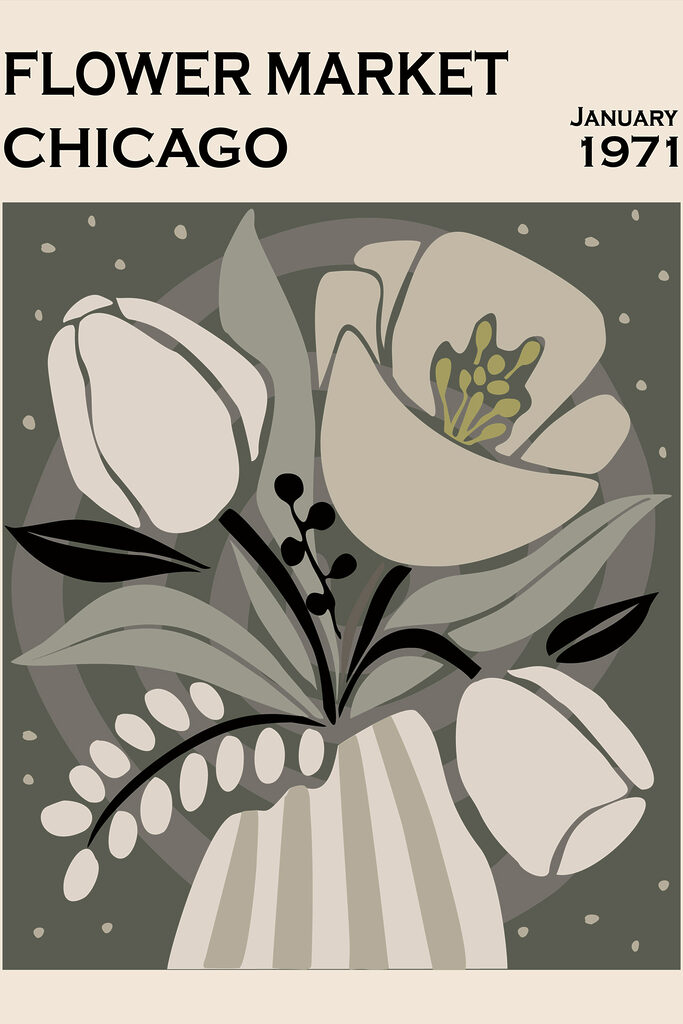 Vintage Chicago Flower Market Art