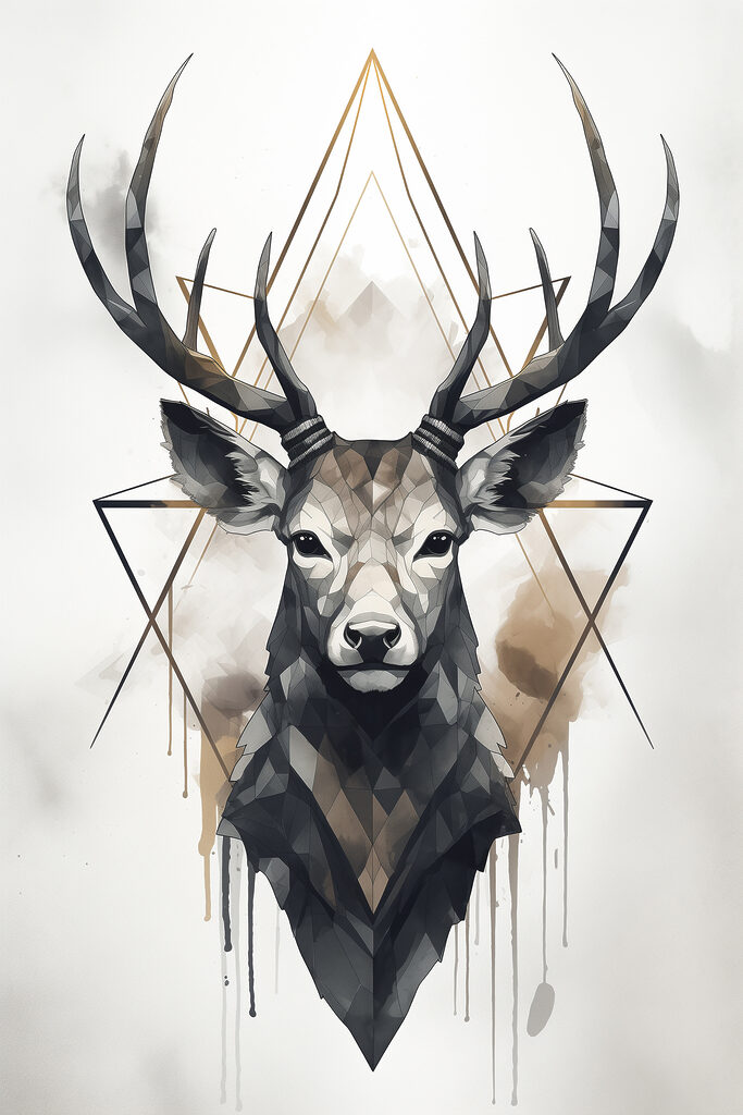 A painting of a deer with antlers A painting of a deer with antlers