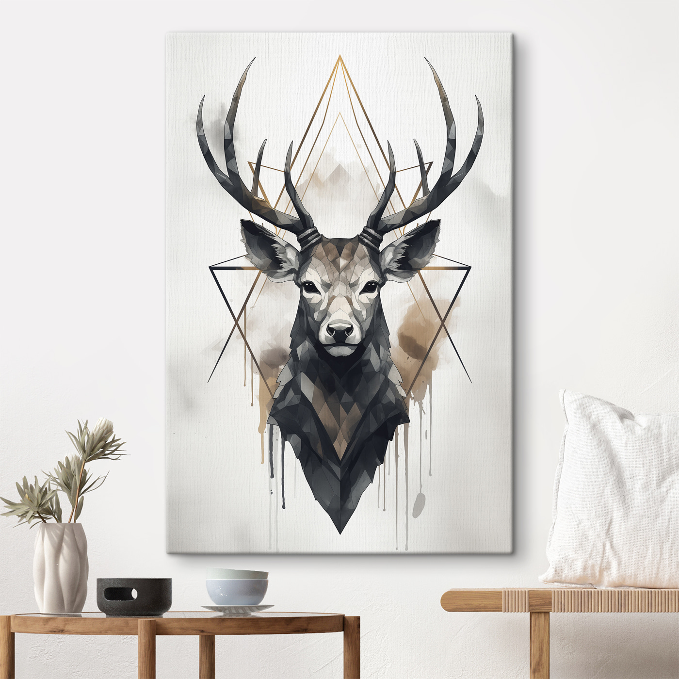 A painting of a deer with antlers A painting of a deer with antlers