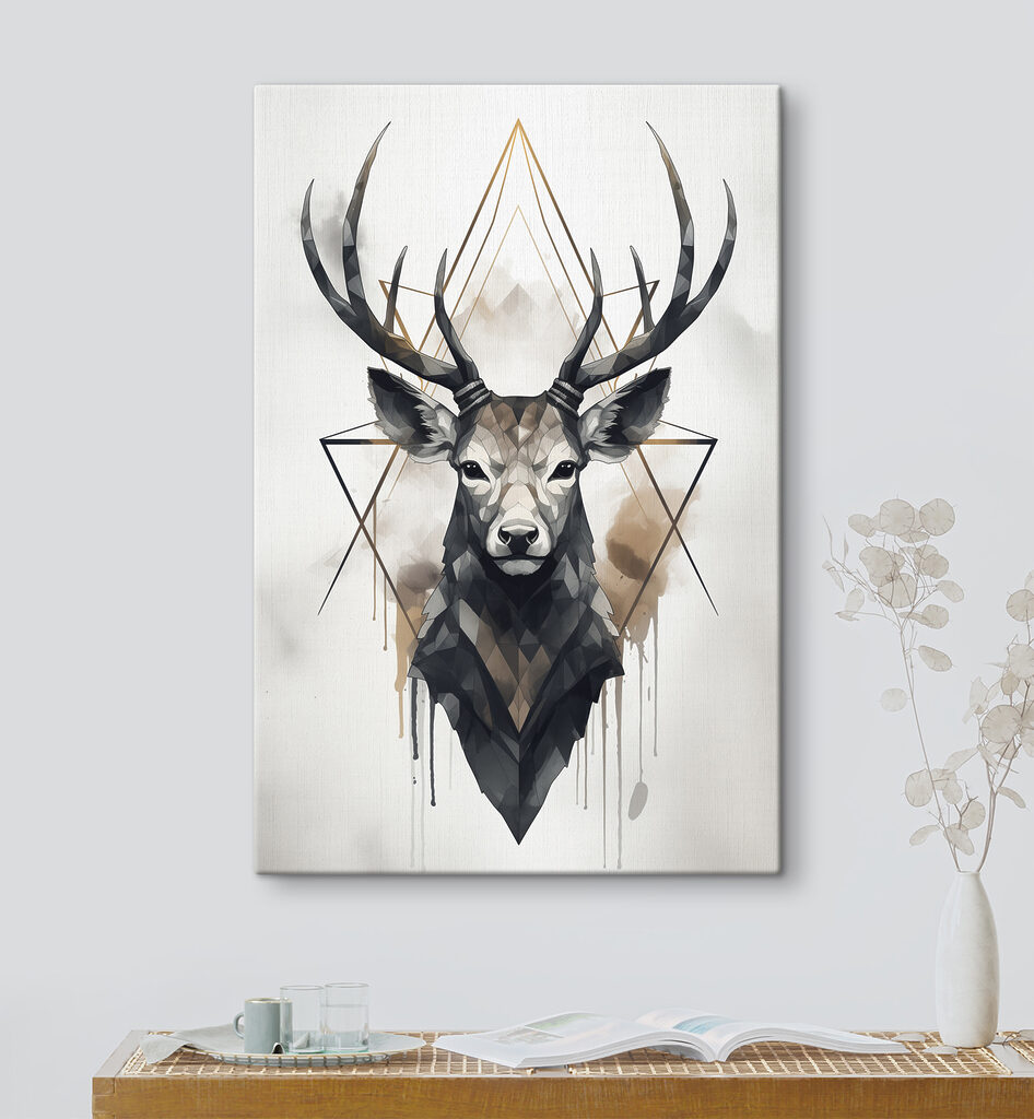 A painting of a deer with antlers A painting of a deer with antlers