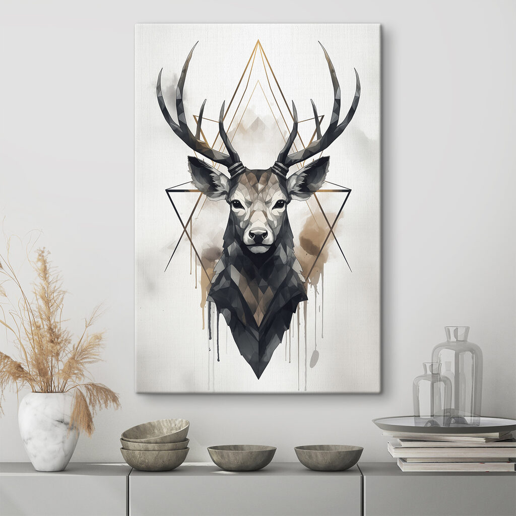 A painting of a deer with antlers A painting of a deer with antlers