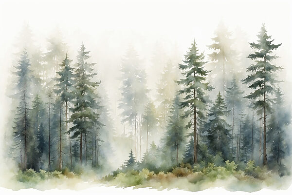 A watercolor of a forest A watercolor of a forest