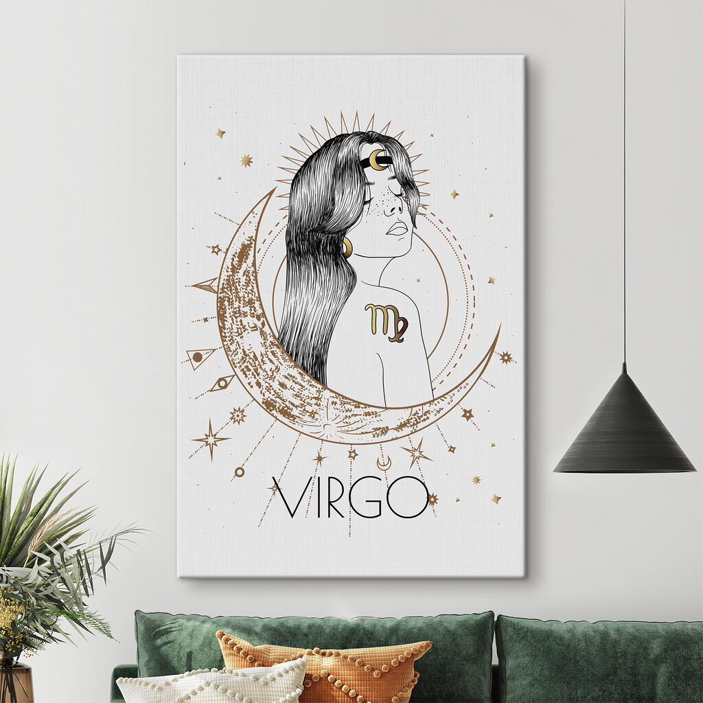 A drawing of a woman with a moon and stars A drawing of a woman with a moon and stars