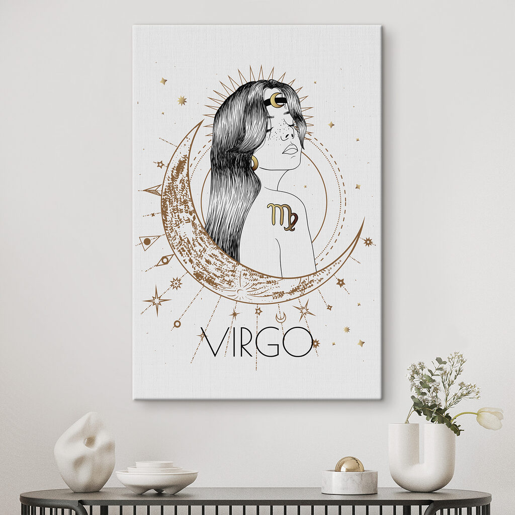 A drawing of a woman with a moon and stars A drawing of a woman with a moon and stars