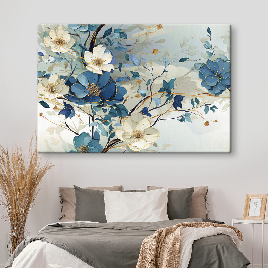 A painting of flowers and leaves A painting of flowers and leaves
