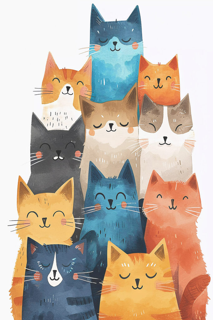 A group of cats with different colors