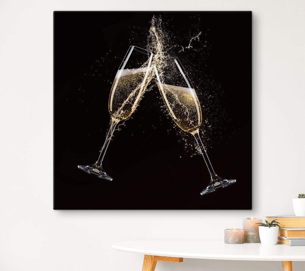 Two glasses of champagne with splashing liquid Two glasses of champagne with splashing liquid