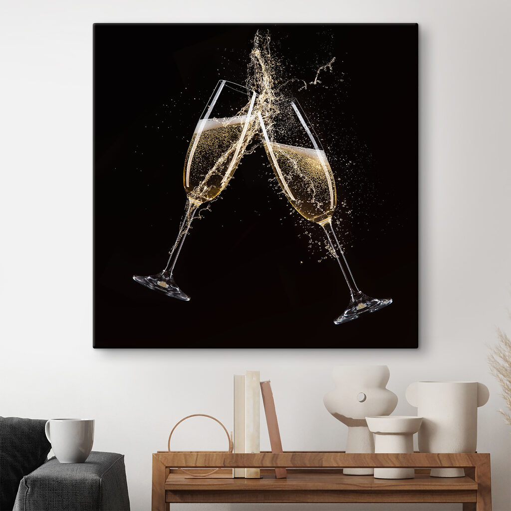 Two glasses of champagne with splashing liquid Two glasses of champagne with splashing liquid
