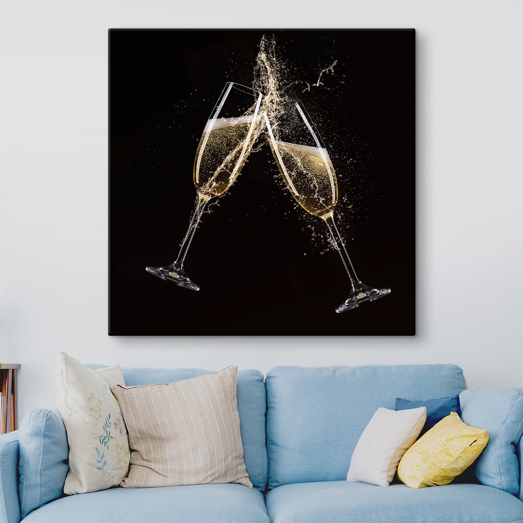 Two glasses of champagne with splashing liquid Two glasses of champagne with splashing liquid