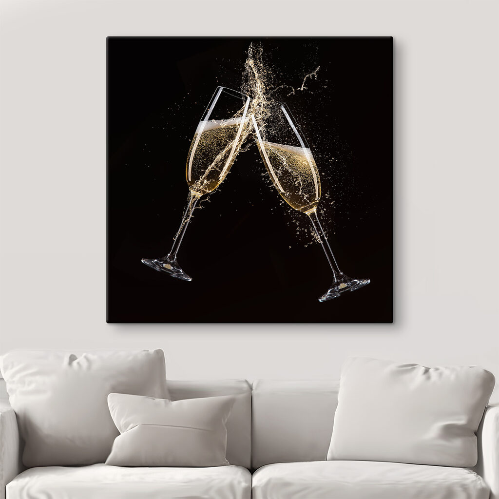 Two glasses of champagne with splashing liquid Two glasses of champagne with splashing liquid