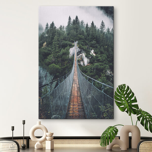 A suspension bridge over a cliff