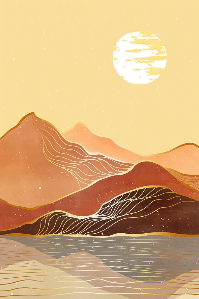 A painting of a mountain range A painting of a mountain range