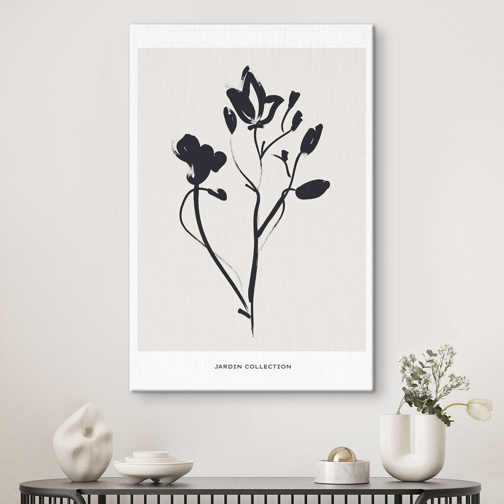 A black and white drawing of flowers
