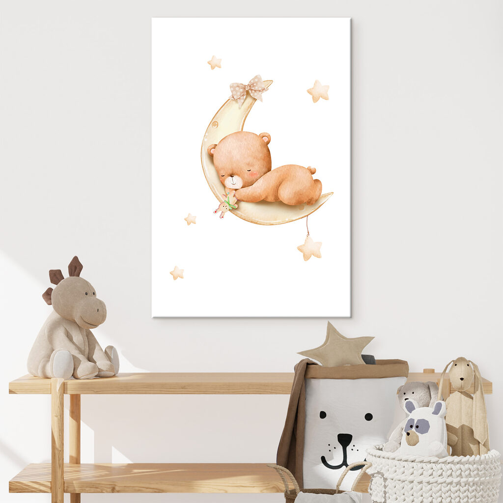 A teddy bear on the moon