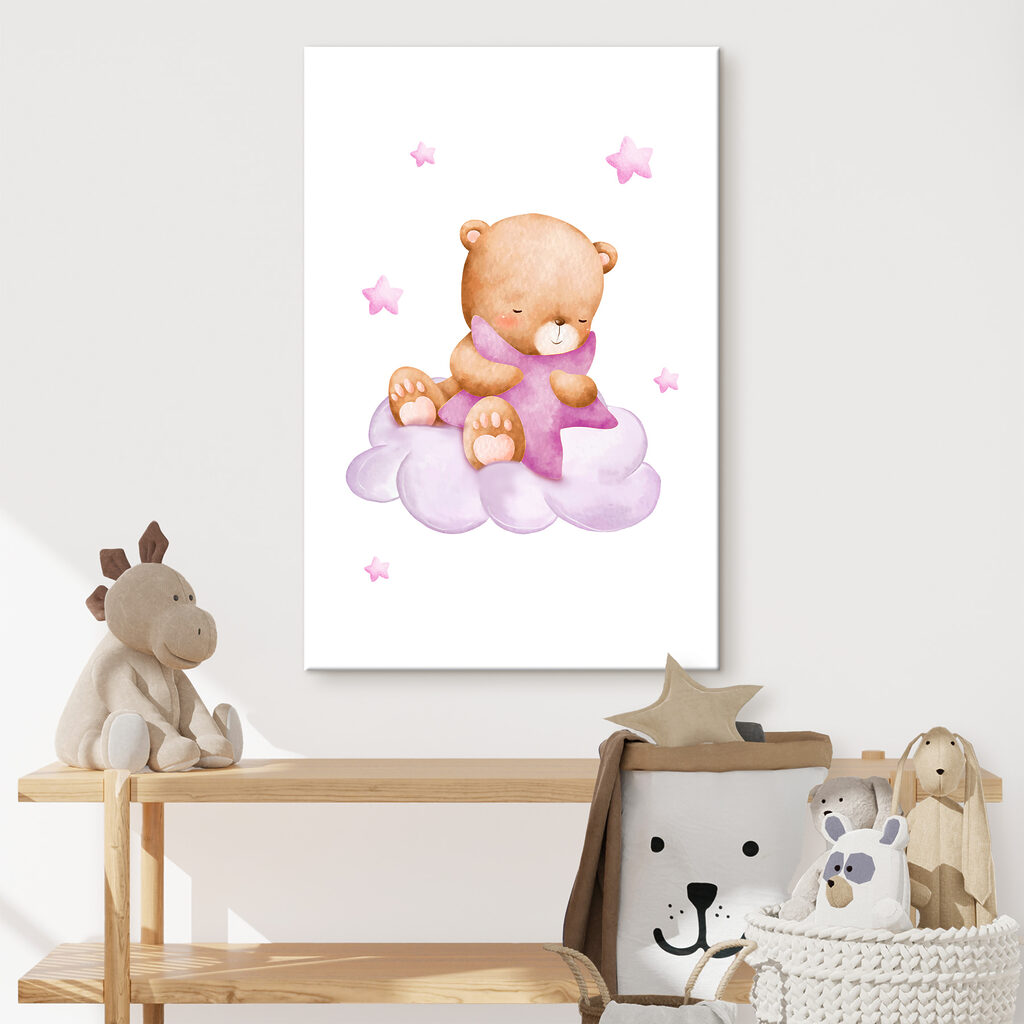 A teddy bear sitting on a cloud