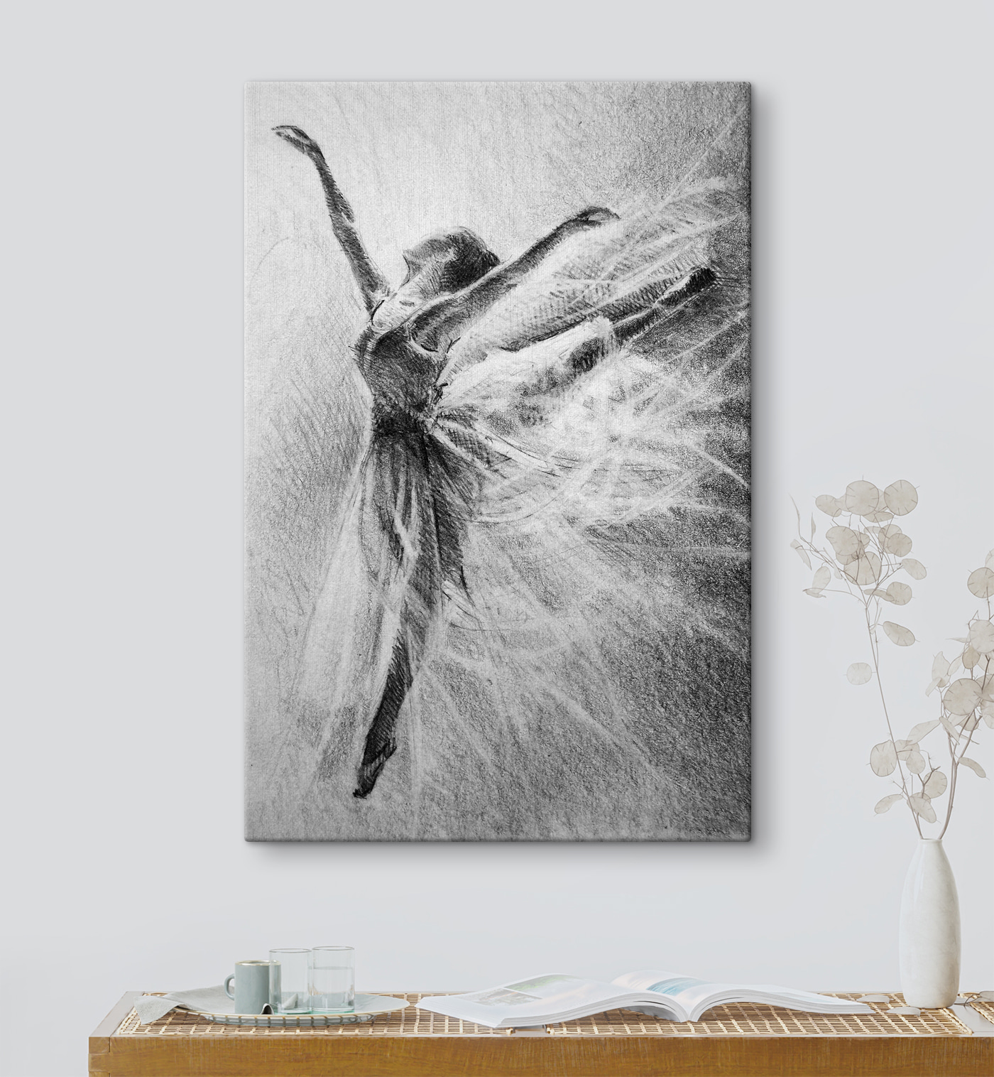 A drawing of a woman dancing