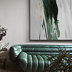 Obraz Szmaragdowe pociągnięcia na teksturowanym płótnie