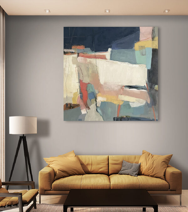 A painting of colorful shapes A painting of colorful shapes