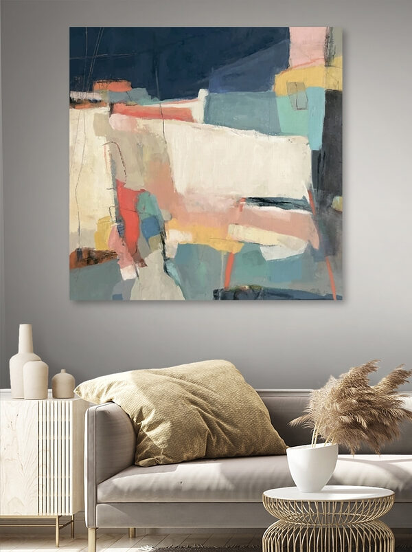 A painting of colorful shapes A painting of colorful shapes