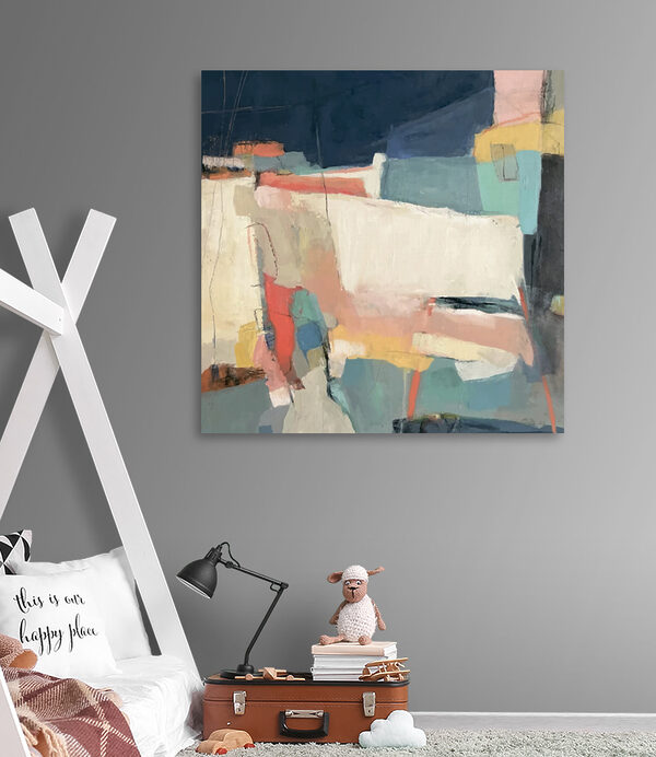 A painting of colorful shapes A painting of colorful shapes