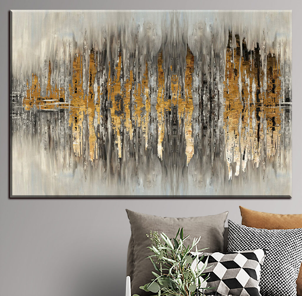 A close up of a painting