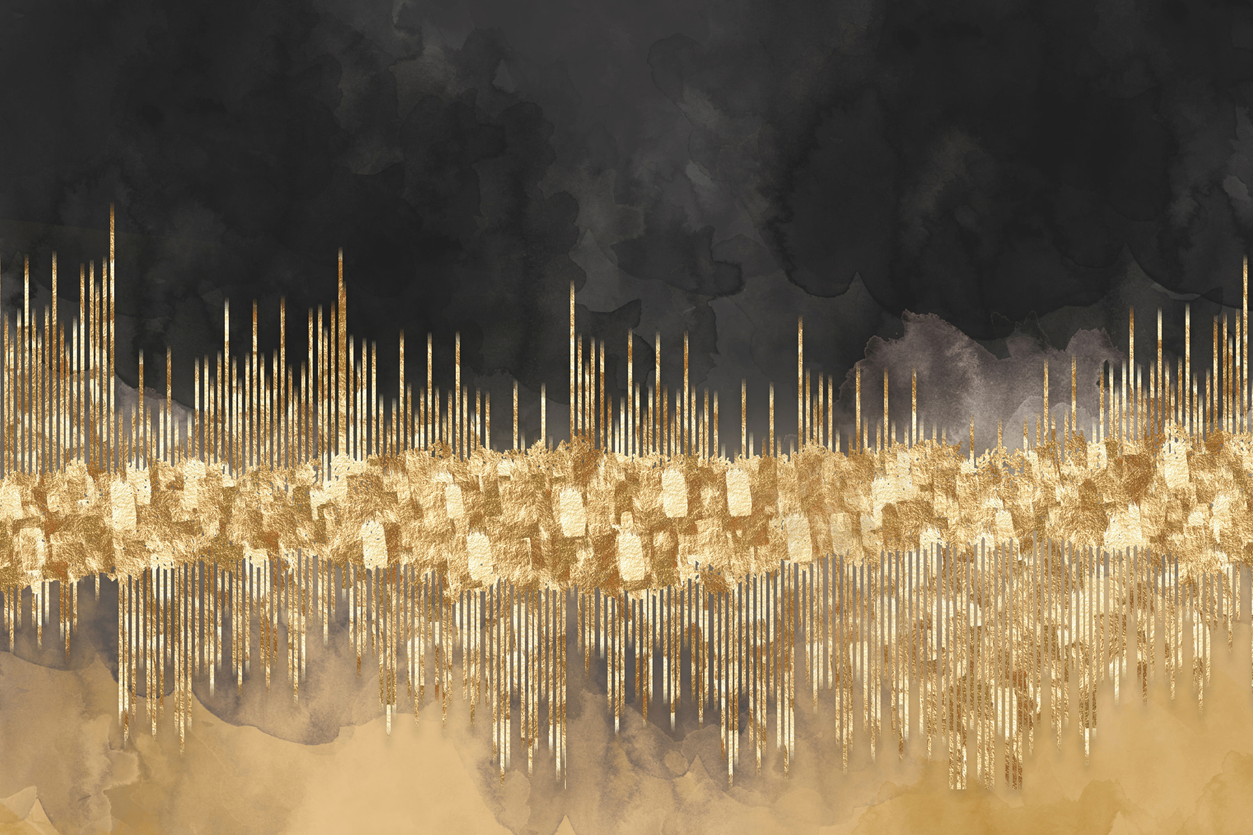 Cityscape abstracted in shimmering hues