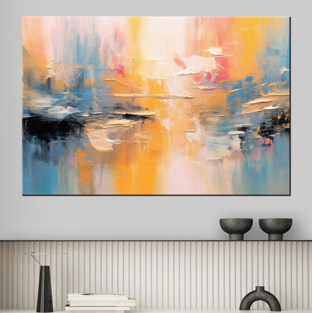 A painting of a colorful sky