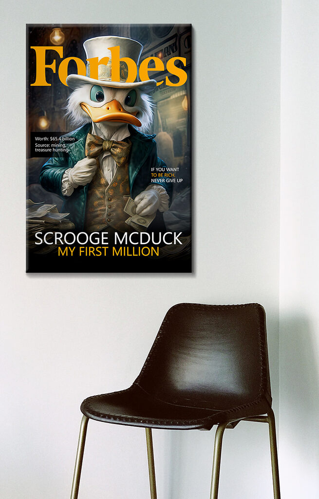 A duck wearing a suit and a bow tie holding money A duck wearing a suit and a bow tie holding money