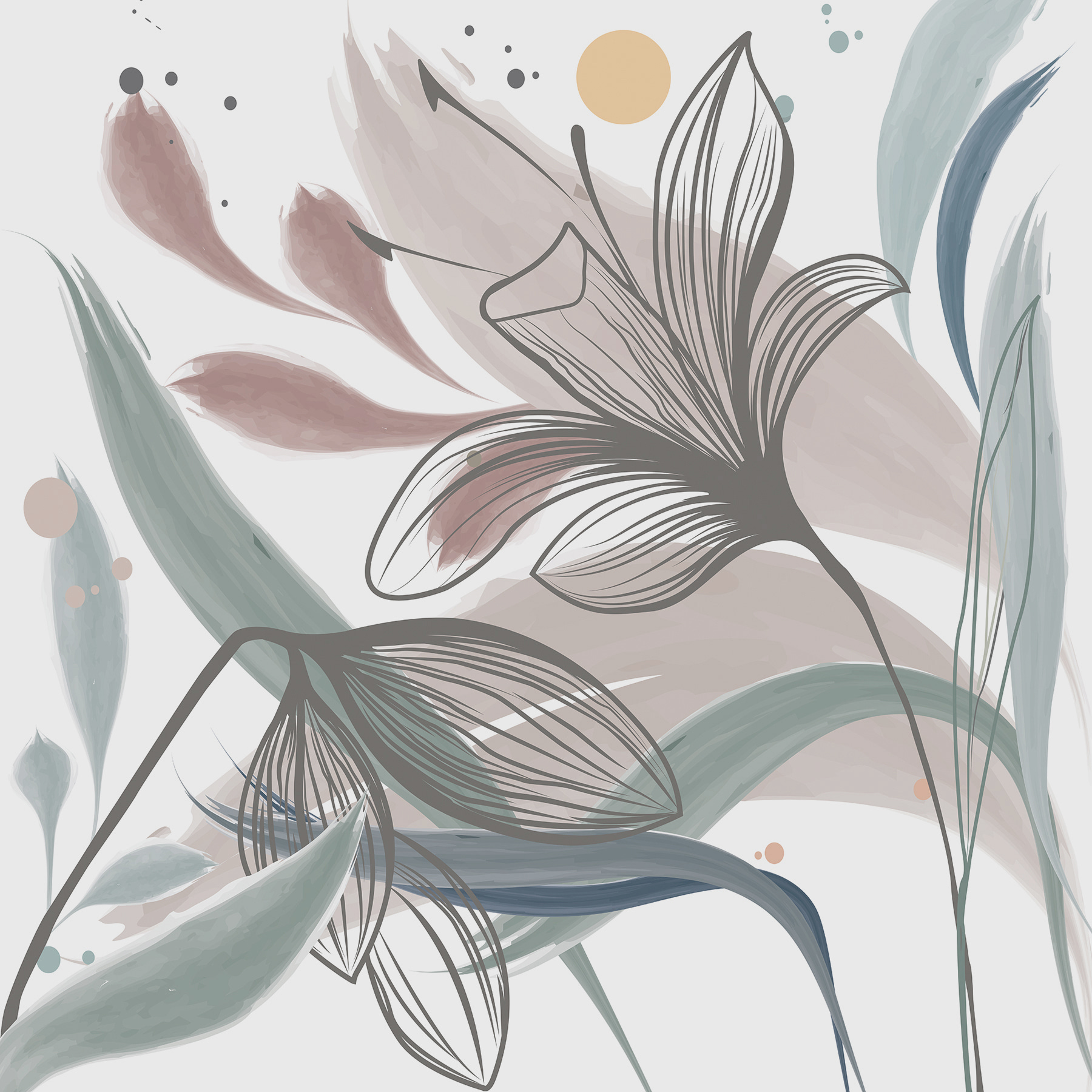 A drawing of flowers and leaves A drawing of flowers and leaves