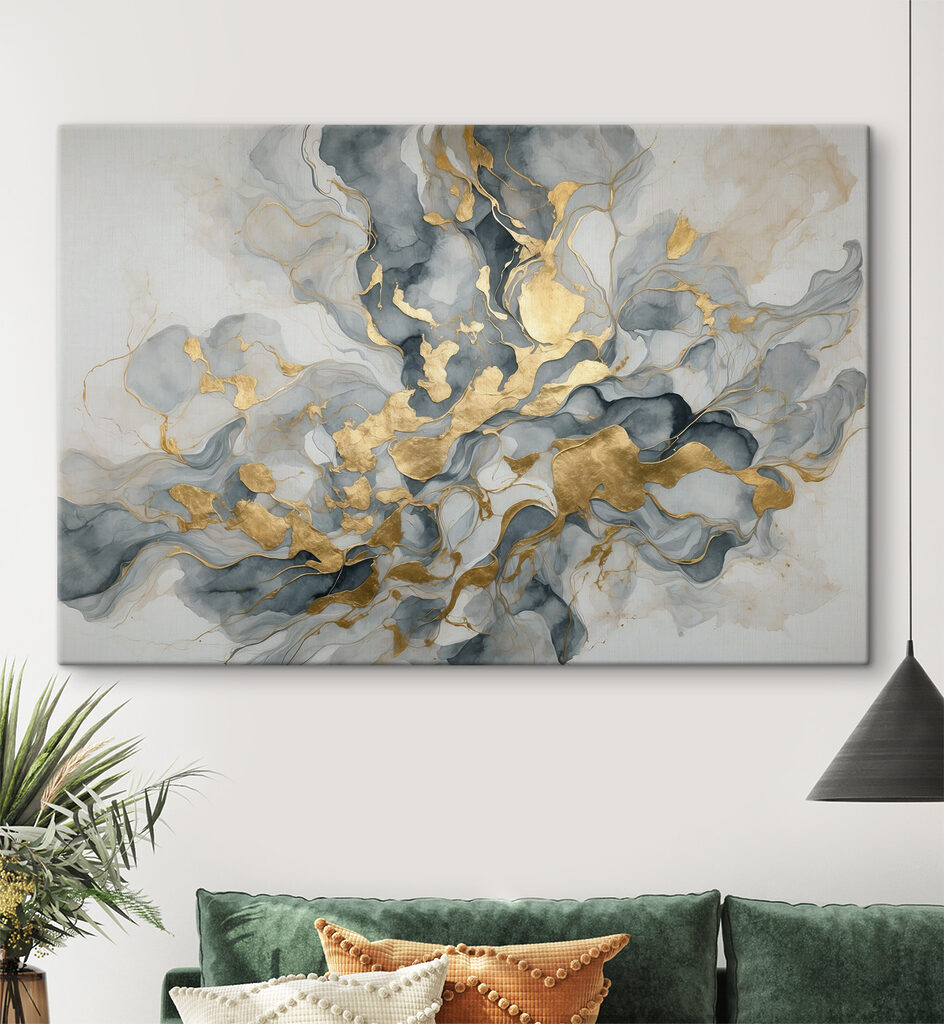 Elegant swirls of blue and taupe