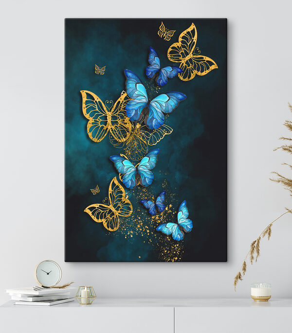 A group of butterflies on a blue background