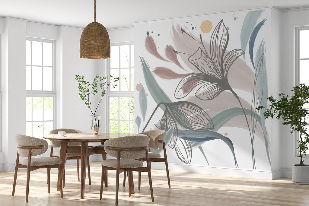 A drawing of flowers and leaves A drawing of flowers and leaves