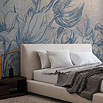 Fototapeta Rysunek kwiatów na popękanej ścianie