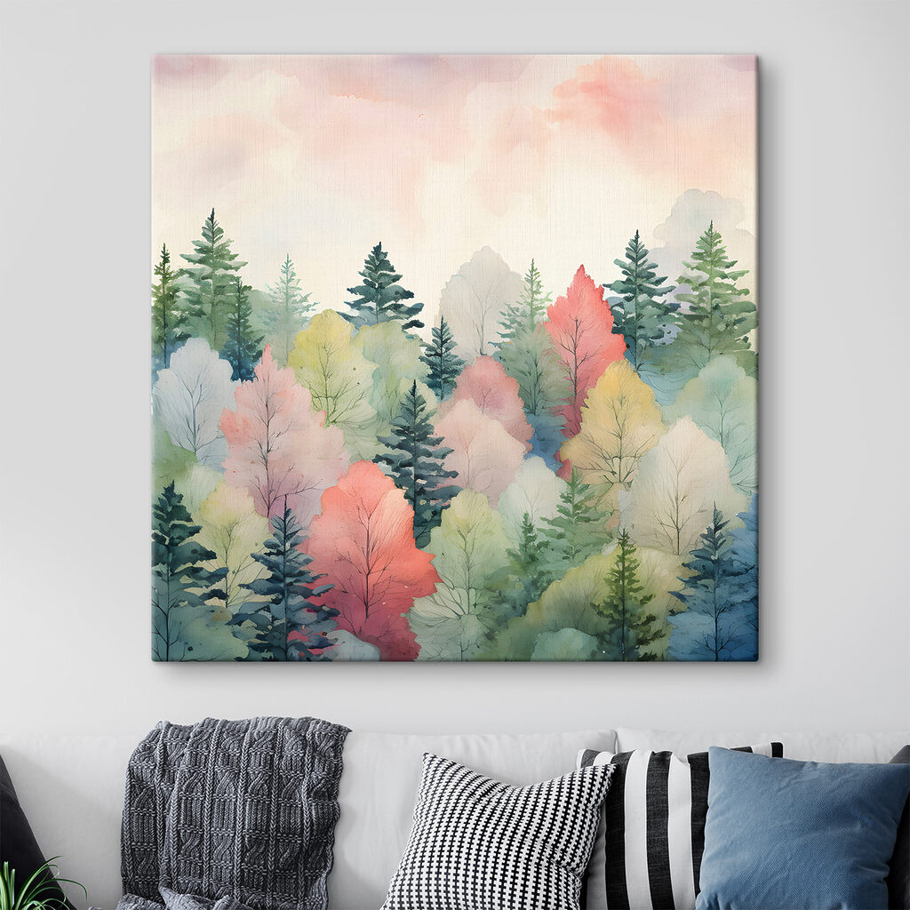 A watercolor painting of trees