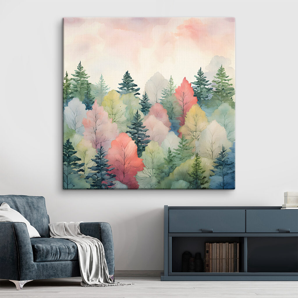 A watercolor painting of trees