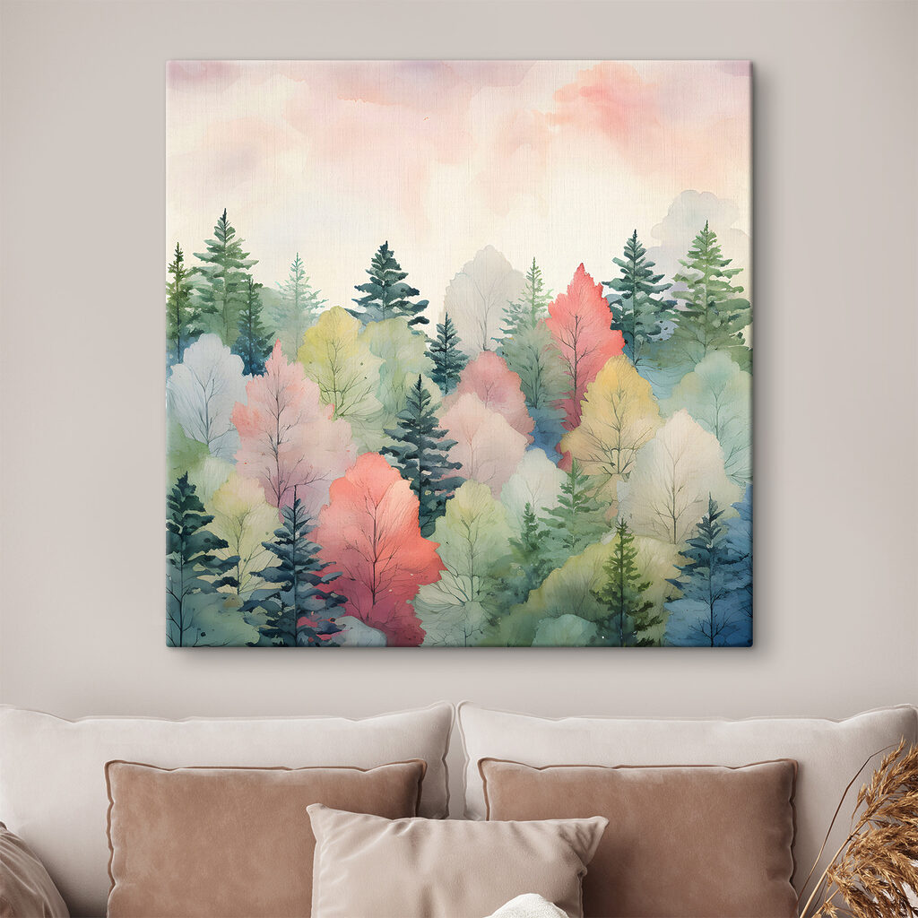 A watercolor painting of trees