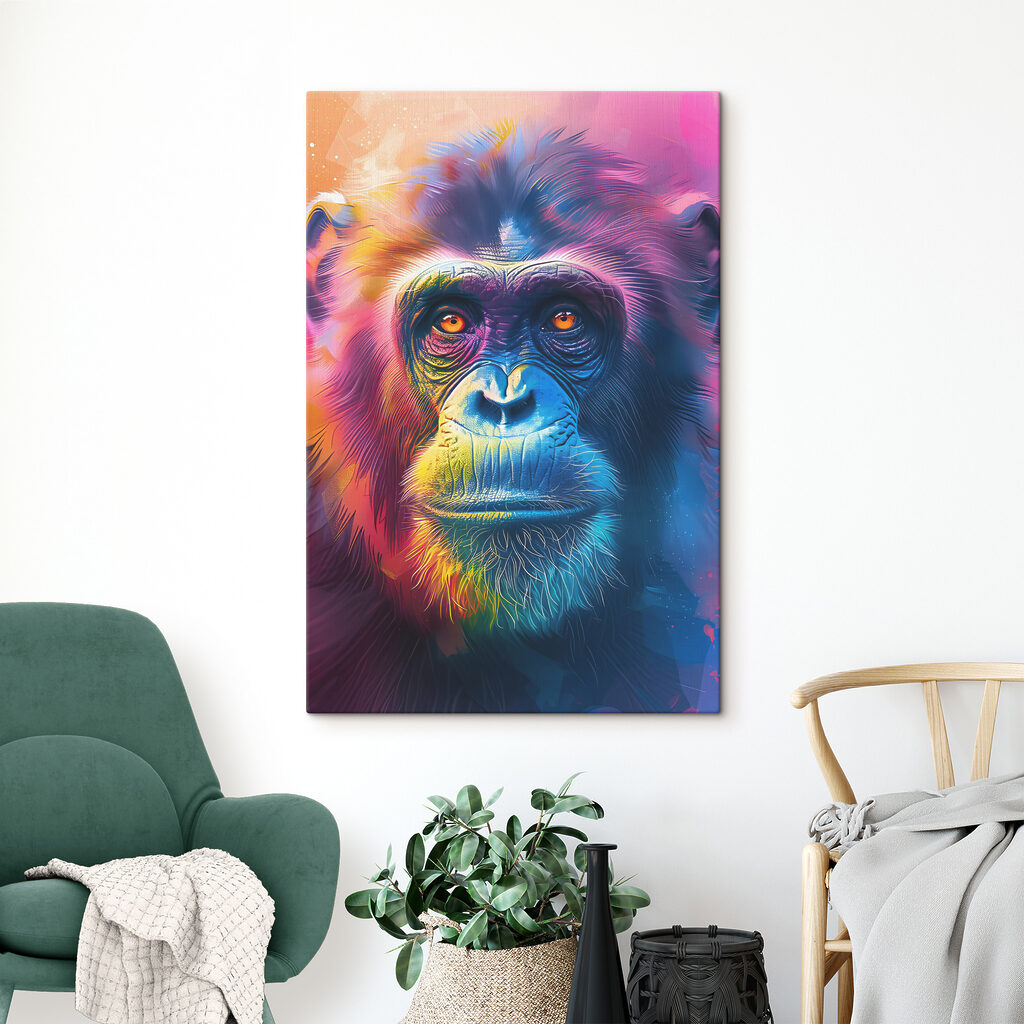 A colorful monkey with orange eyes A colorful monkey with orange eyes
