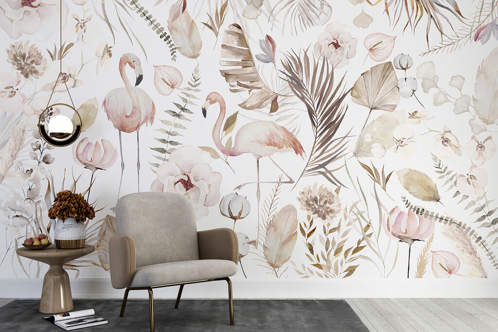 w00507pig4r 1024x683 - Akwarela przedstawiająca flamingi i kwiaty - tegory