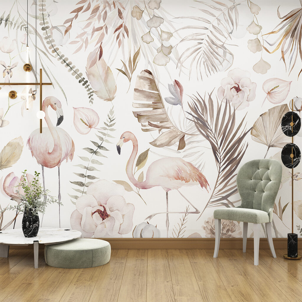 w00507pig6ms 1024x1024 - Akwarela przedstawiająca flamingi i kwiaty - tegory