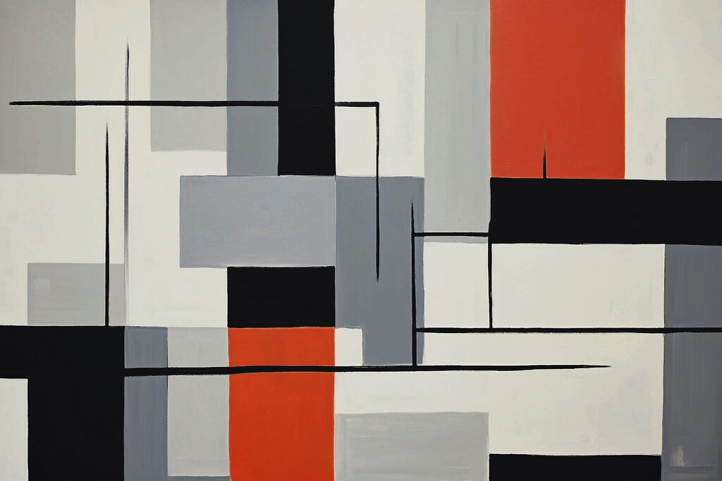 s37278p 1024x683 - Obraz przedstawiający czarno-czerwono-białe prostokąty - tegory