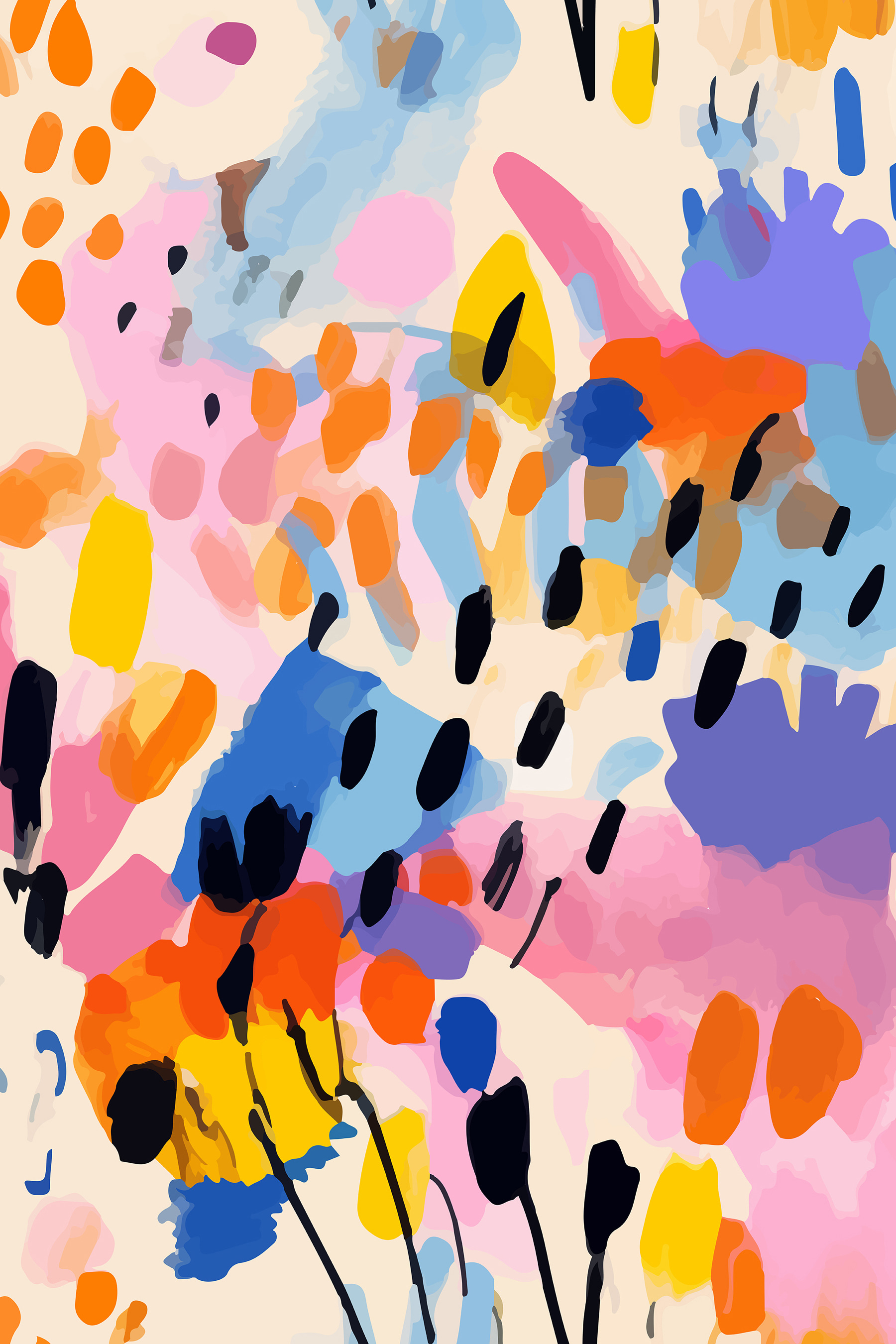 s36597p - Kolorowy obraz z czarnych kropek i plamek - tegory