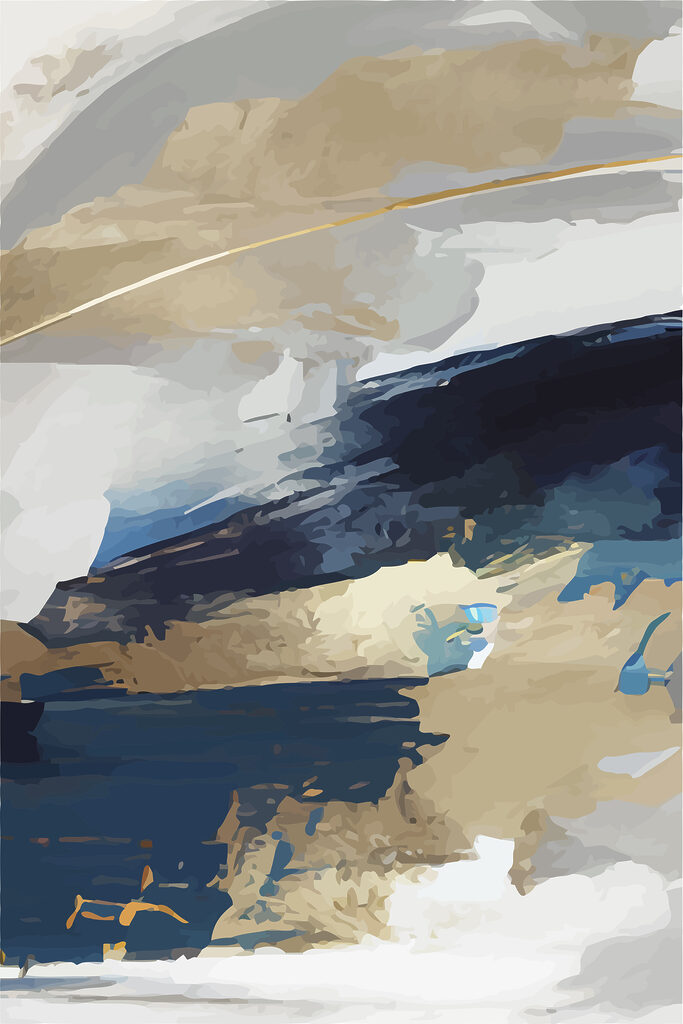 s36621p 683x1024 - Obraz z niebieskiej, białej i brązowej farby - tegory