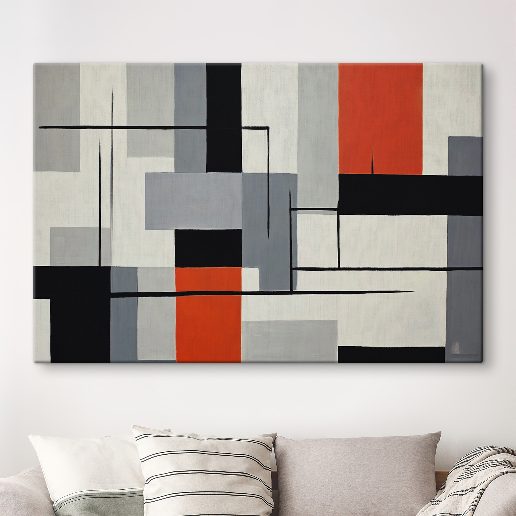 s37278pig109m - Obraz przedstawiający czarno-czerwono-białe prostokąty - tegory