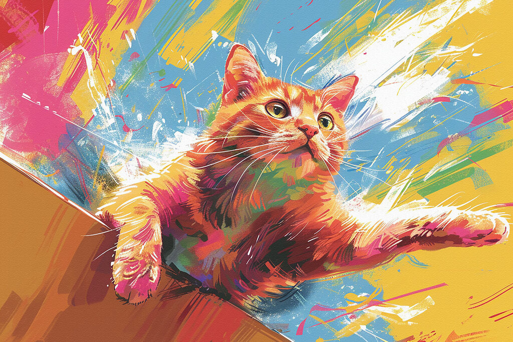 A cat with its paw out A cat with its paw out
