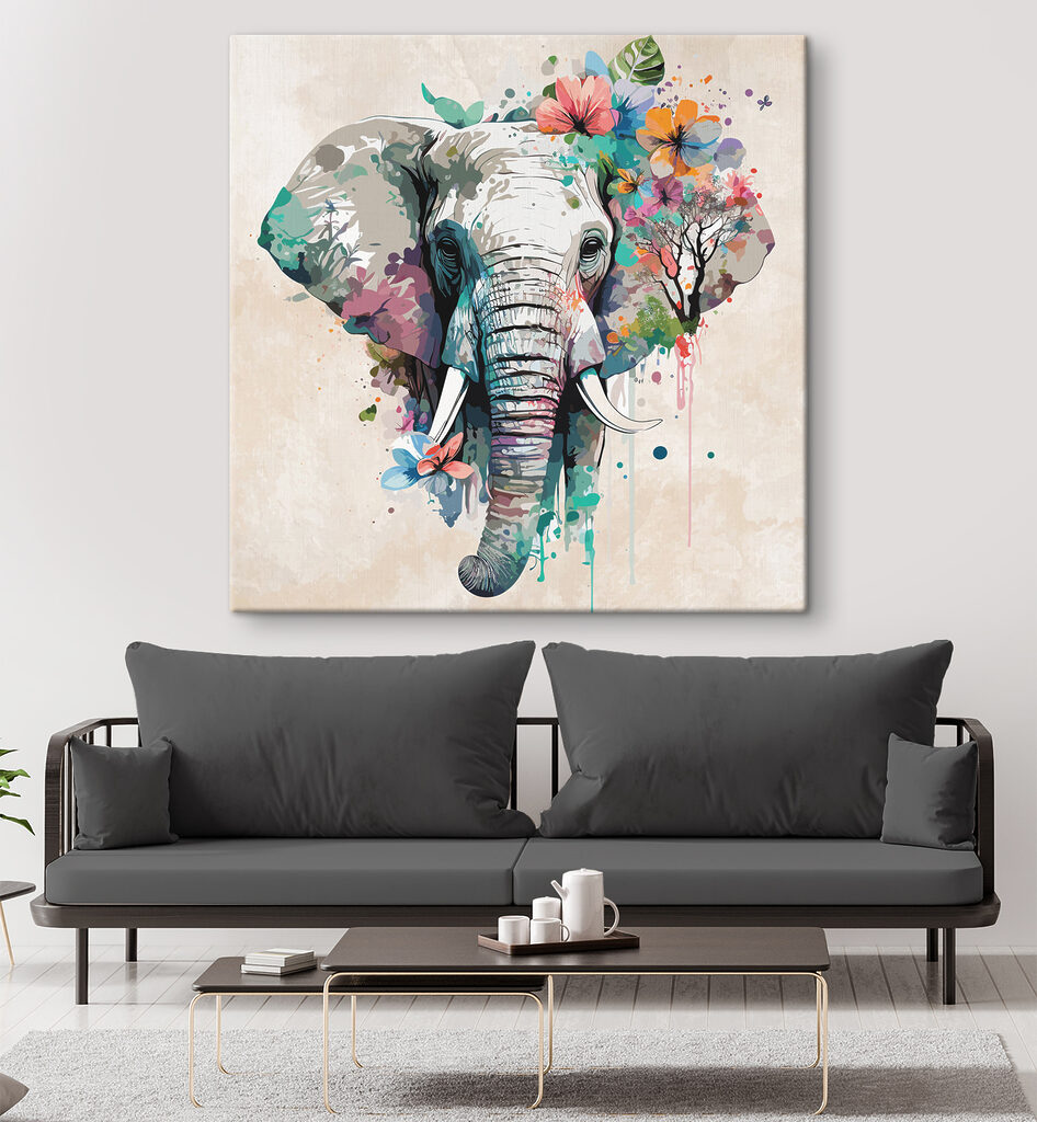 An elephant with flowers and leaves An elephant with flowers and leaves