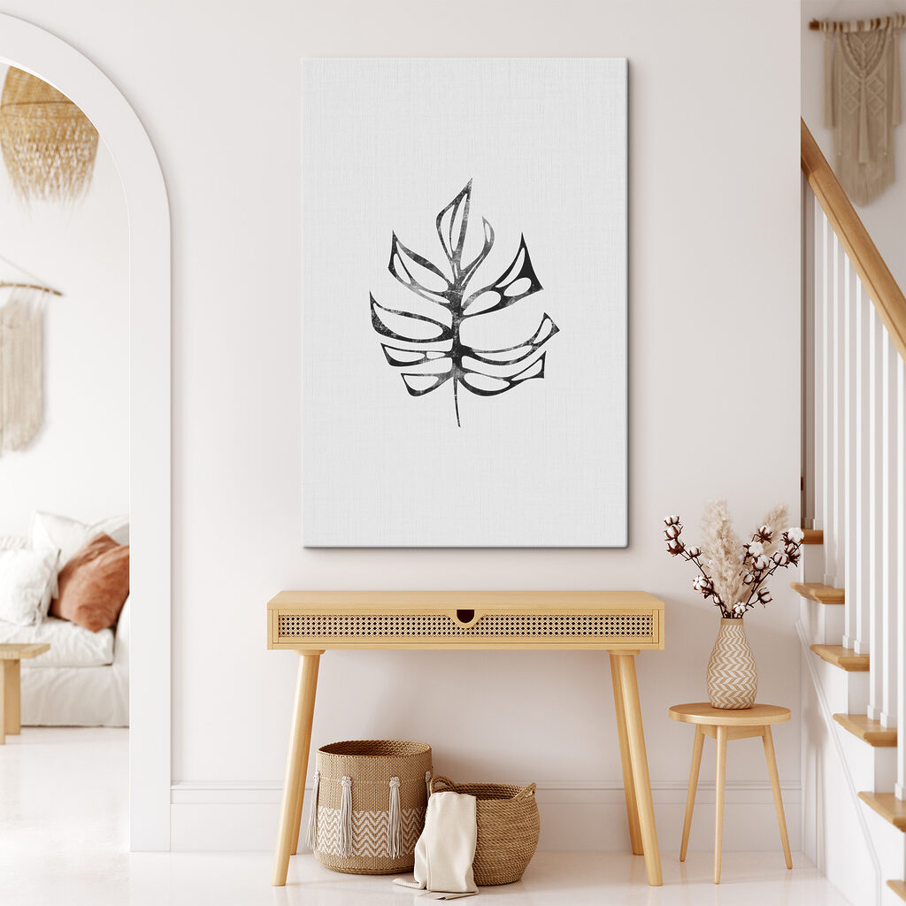 A black and white leaf