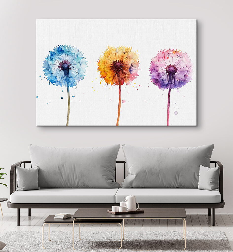 A group of colorful dandelions