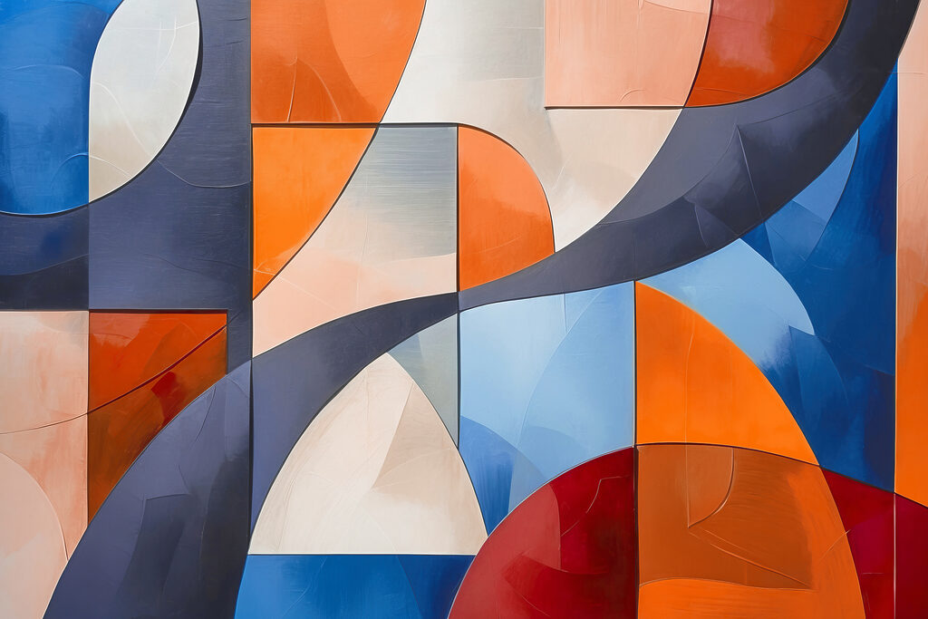 A colorful art piece with curved shapes A colorful art piece with curved shapes