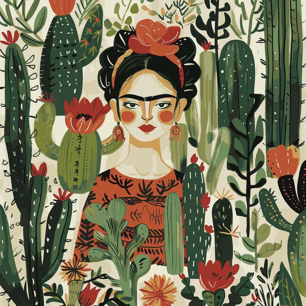 A painting of a woman with a flower in her hair